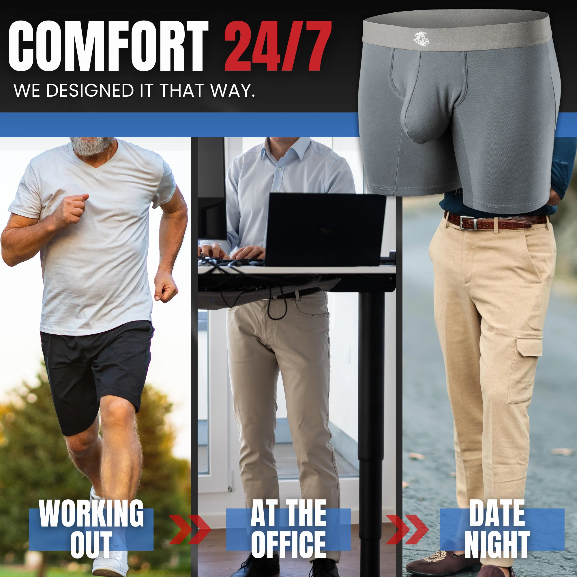 Modal 7in Boxer Briefs No Fly 3pk Black - Image 4