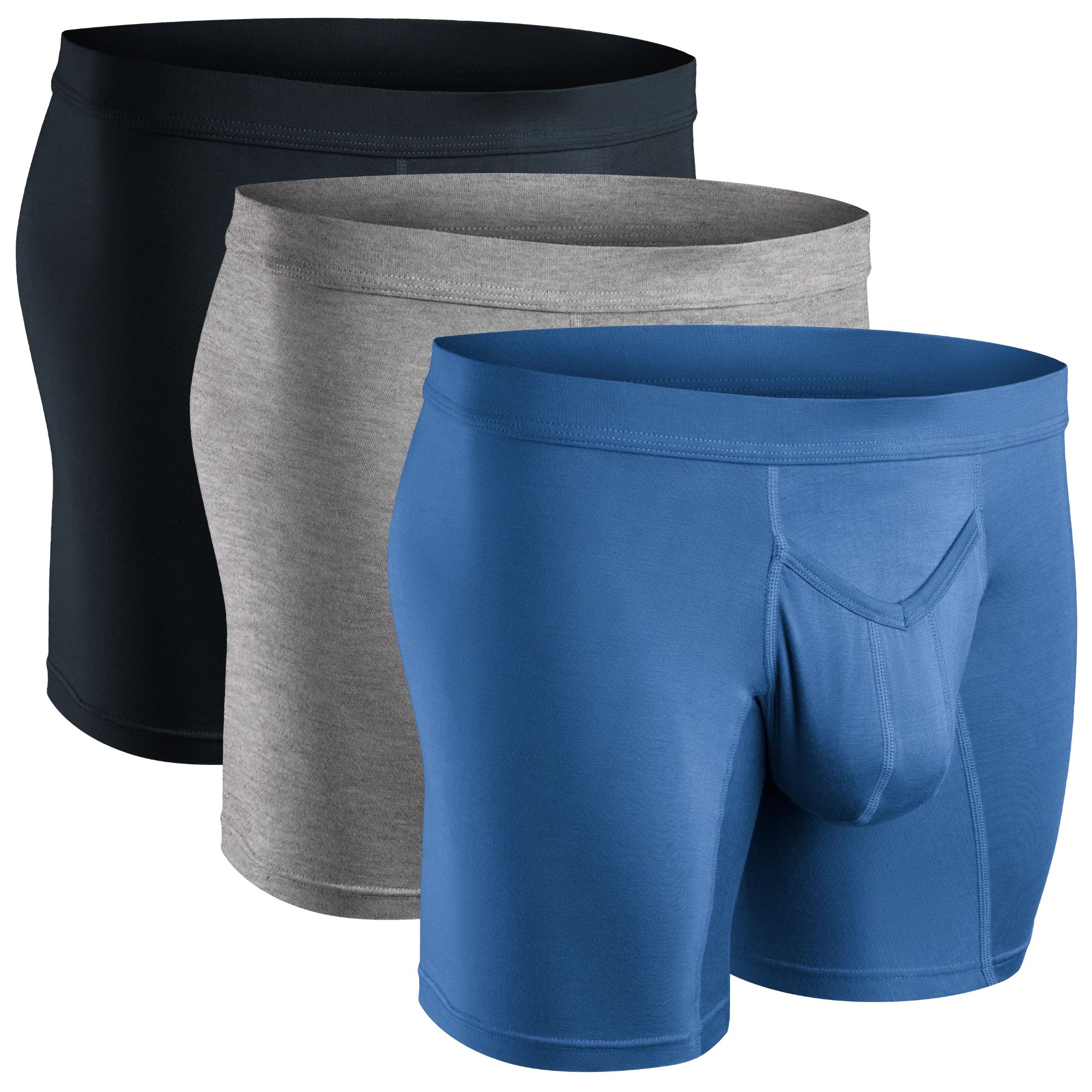 Modal 7in Boxer Briefs V-FLY 3pk Slate/Heather Gray/Blue