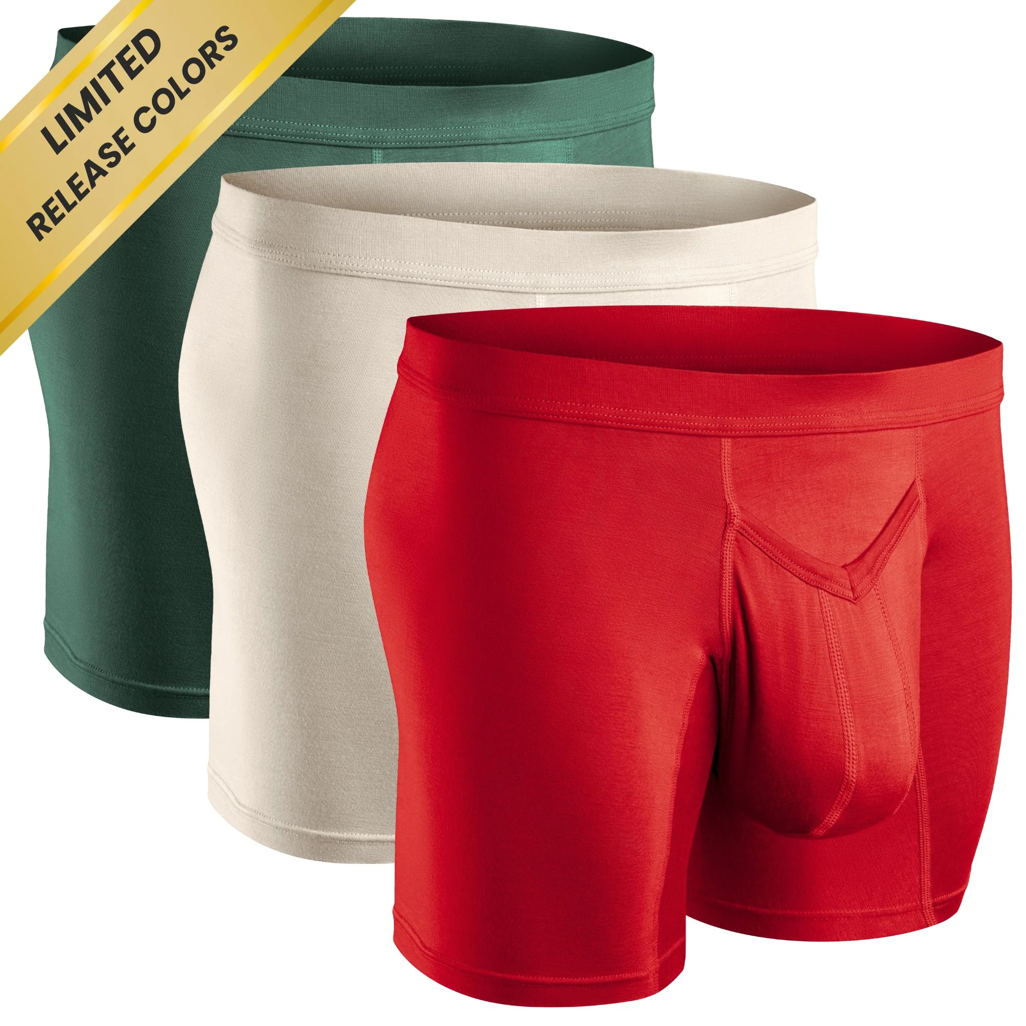 Modal 7in Boxer Briefs V-Fly 3pk Green/Red/White