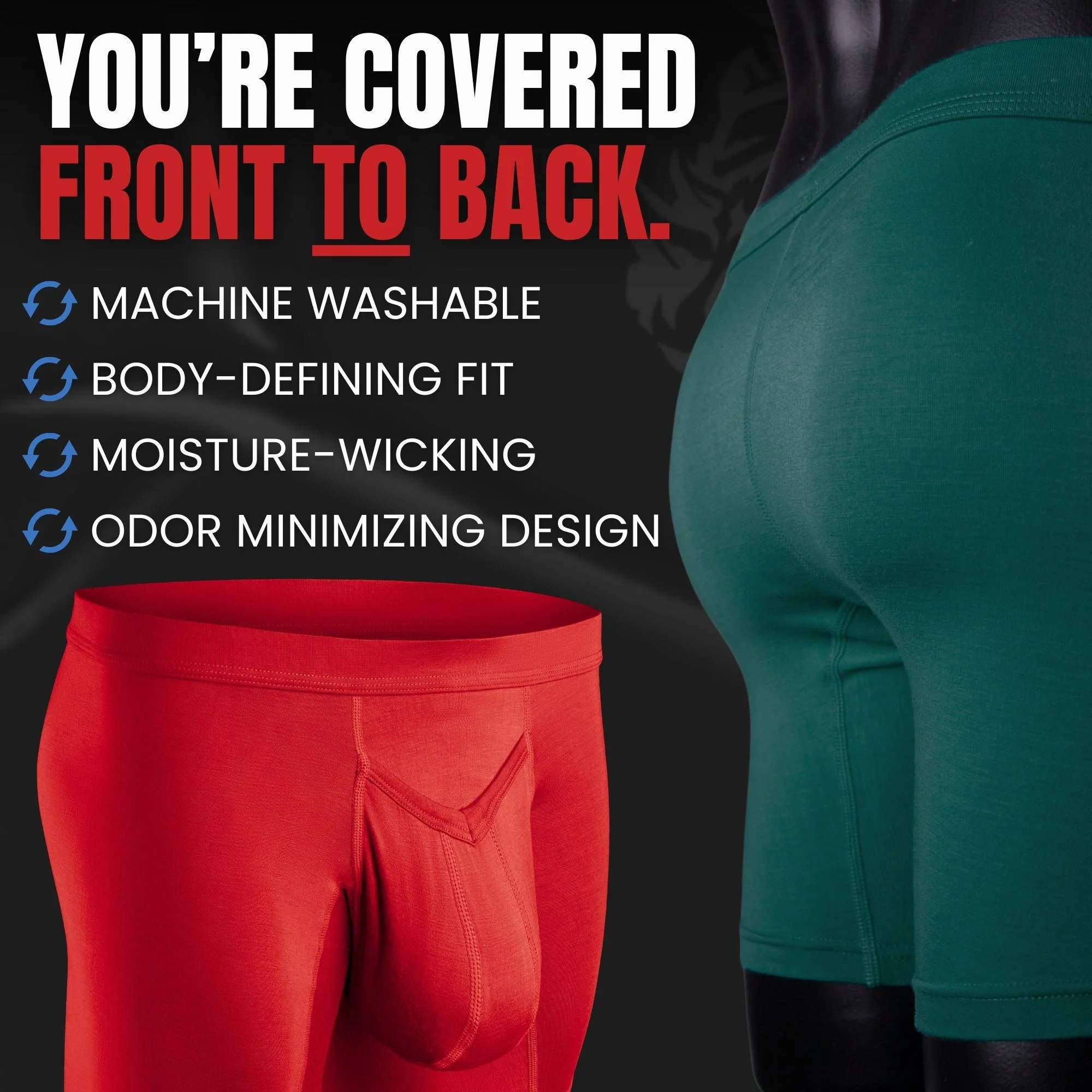 Modal 7in Boxer Briefs V-Fly 3pk Green/Red/White - Image 7