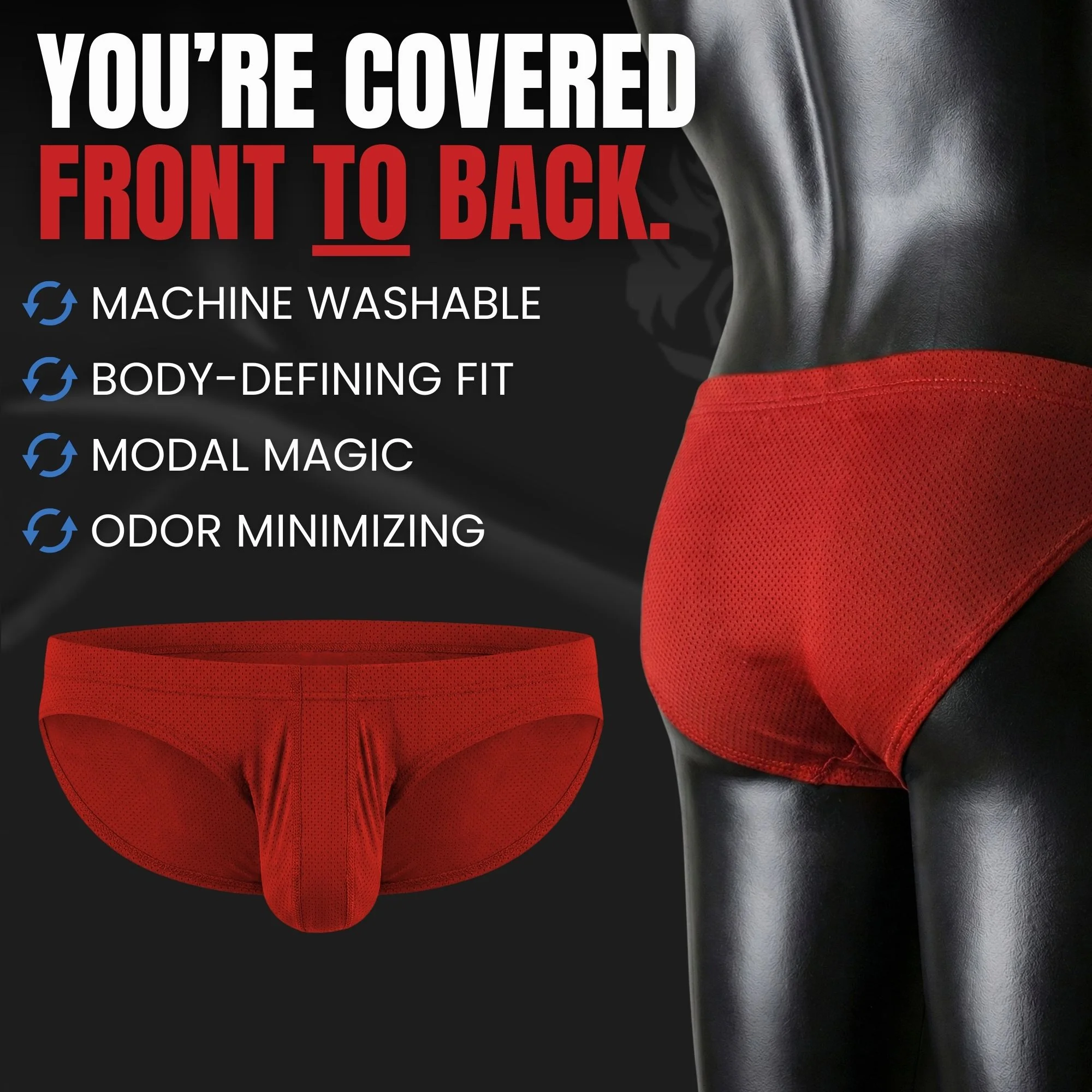 Nylon 0in Low-Rise Bikini Briefs No Fly 3pk Crimson/Green/Bone - Image 7