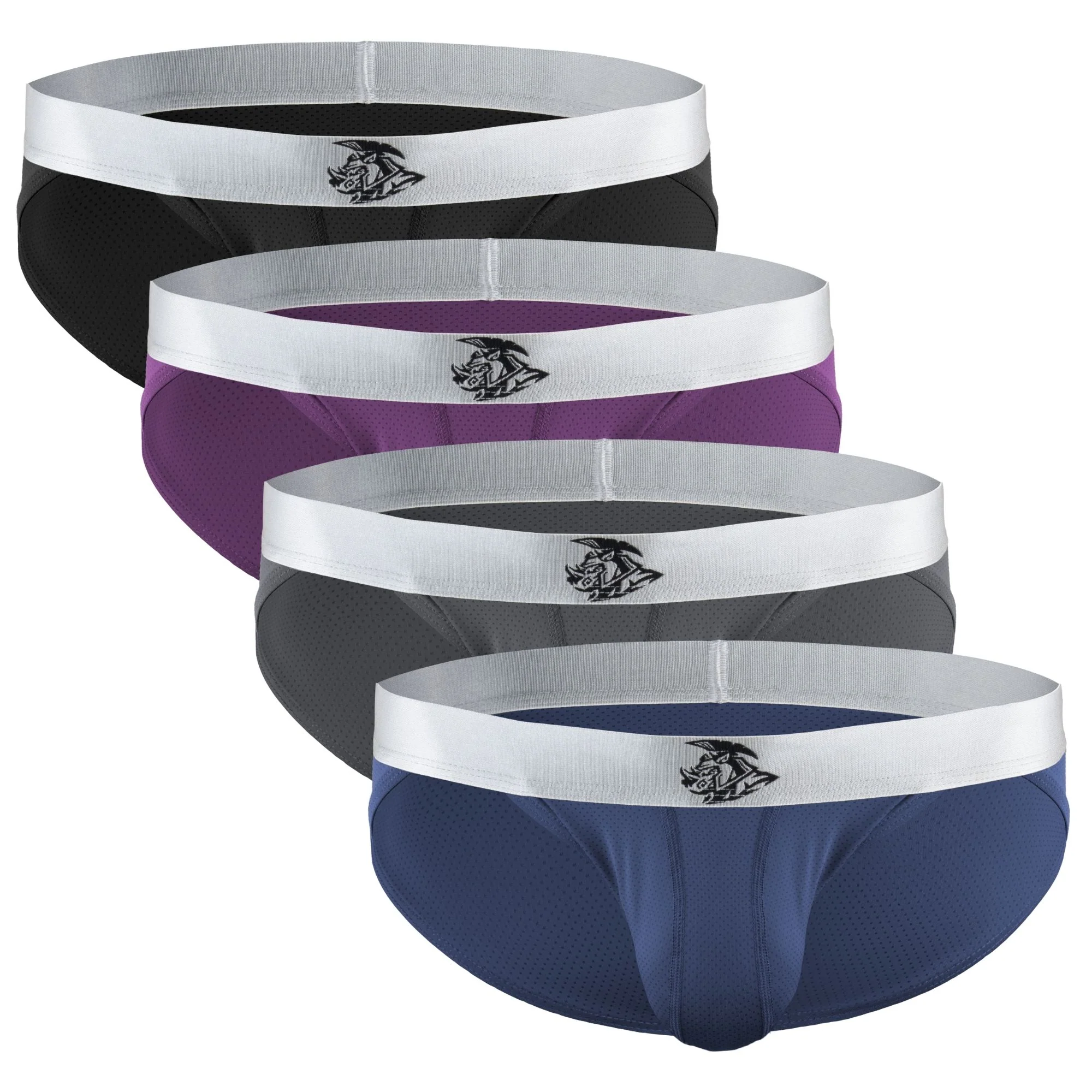 Nylon 0in Mesh Bikini Briefs No Fly 4pk Black/Blue/Gray/Wineberry - Image 10