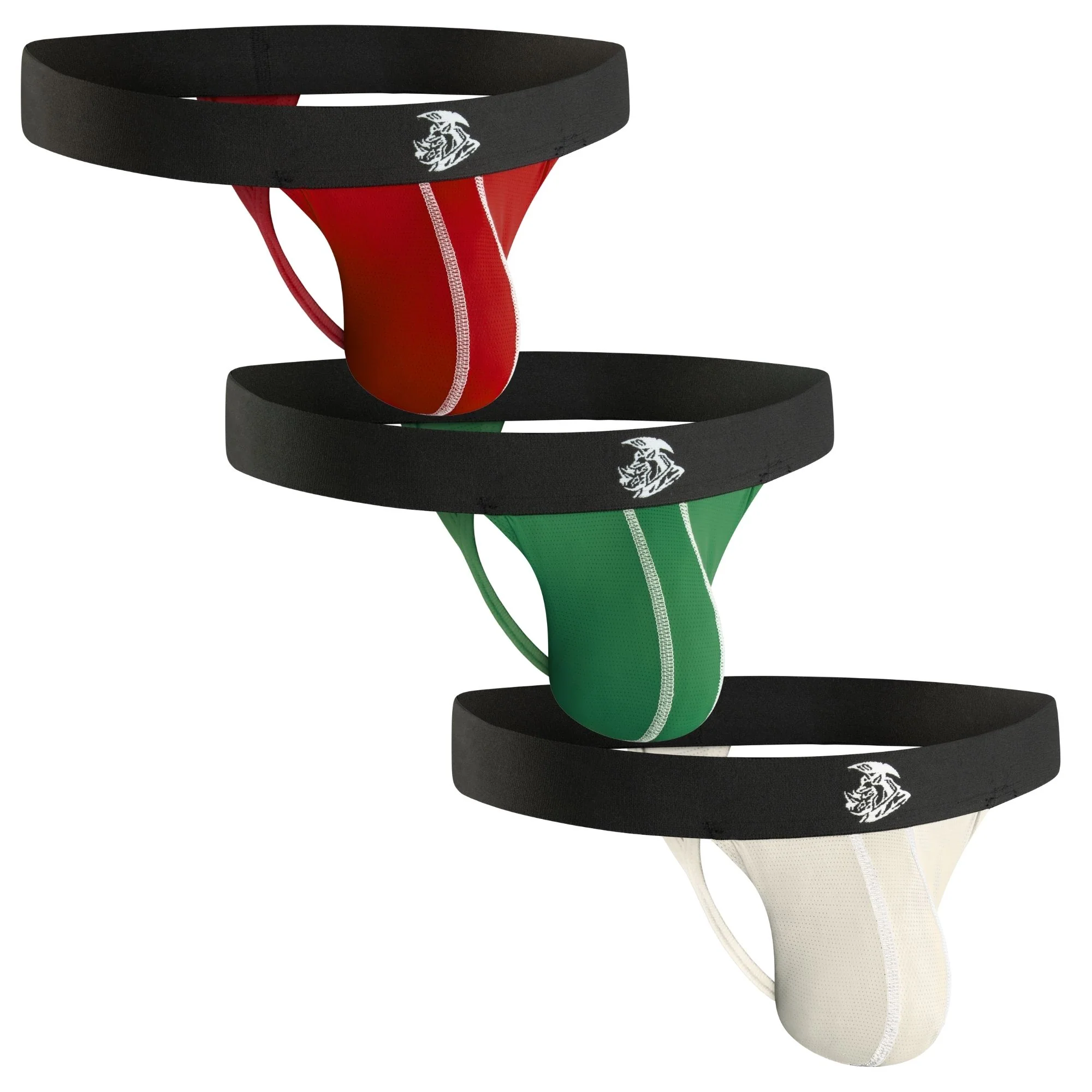 Nylon 0in Mesh Thong No Fly 3pk Crimson/Green/Bone - Image 10