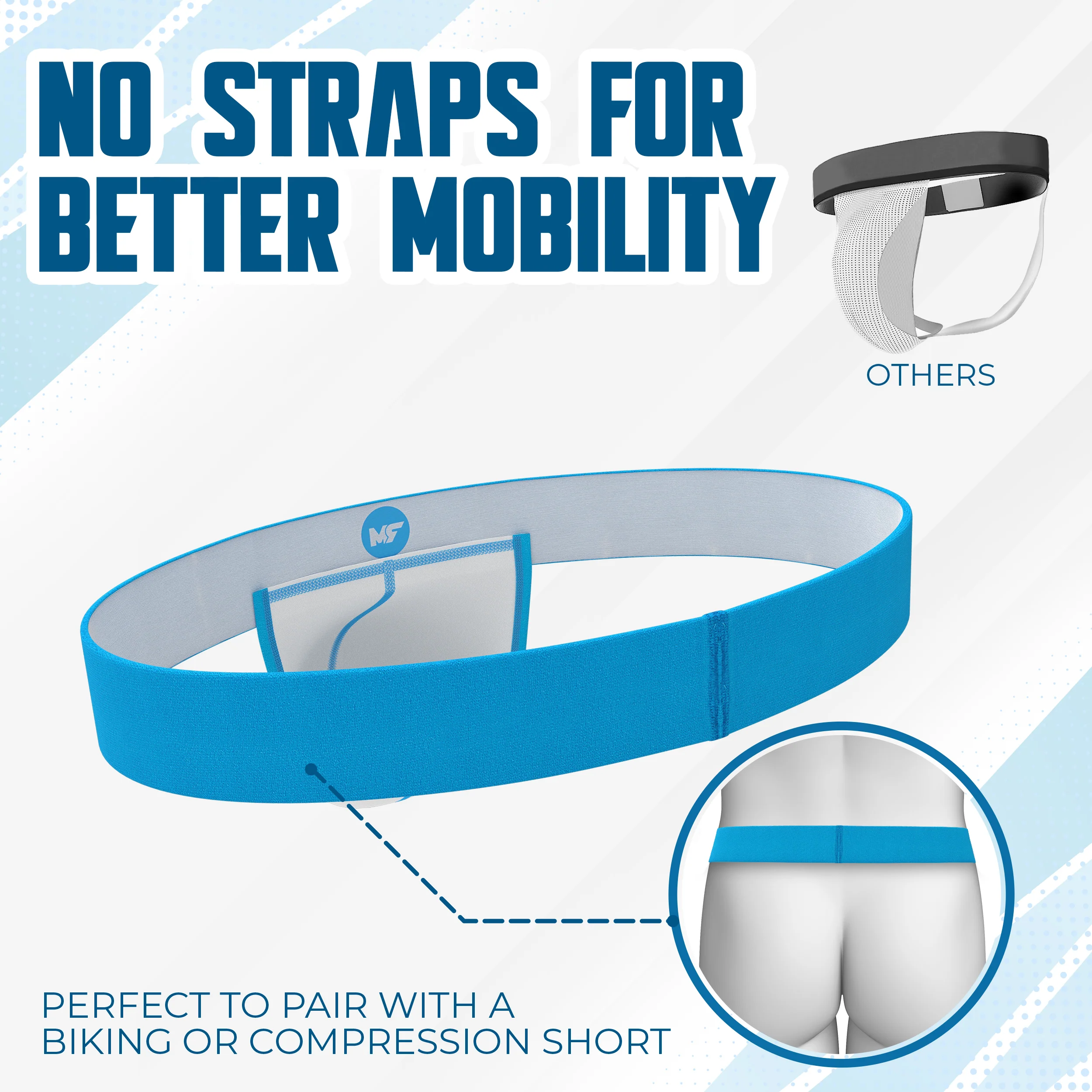 Nylon 0in Strapless Jocks No Fly 1pk White - Cyan Stitch - Image 4