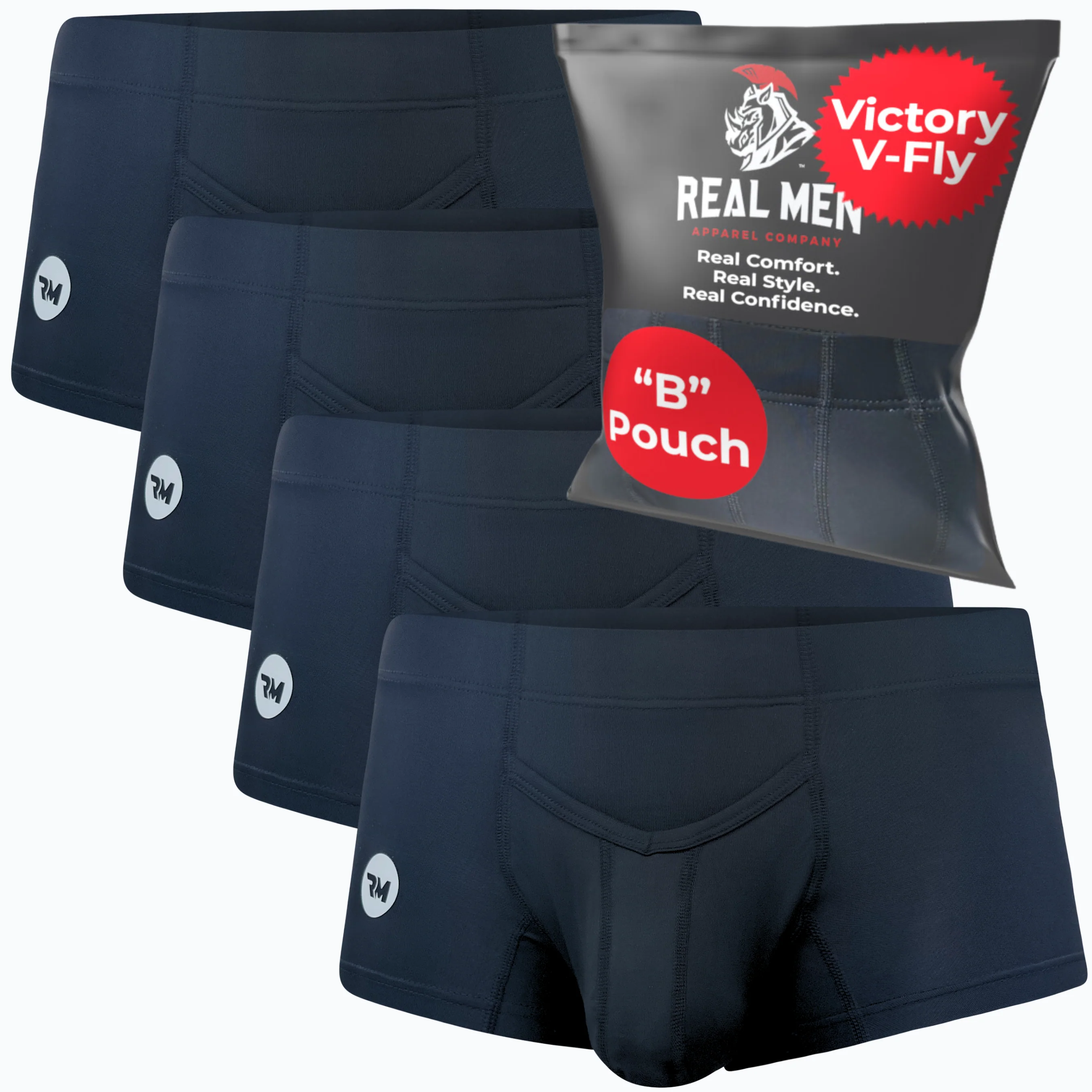 Nylon 3in Boxer Briefs V-Fly 4pk Black - Image 2