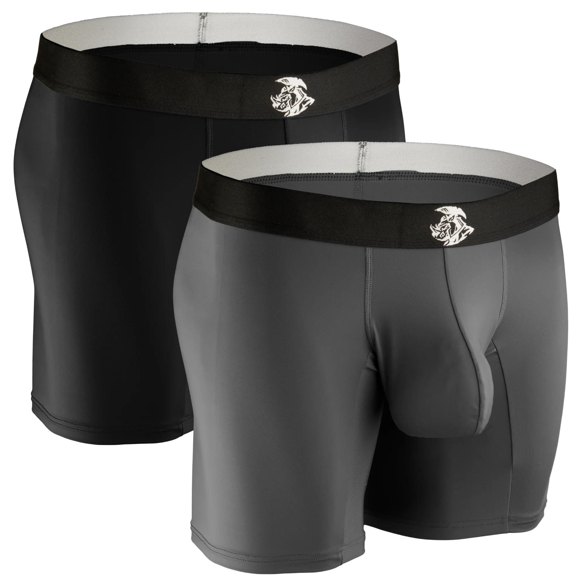 Nylon 7in Boxer Briefs No Fly 2pk Black/Gray