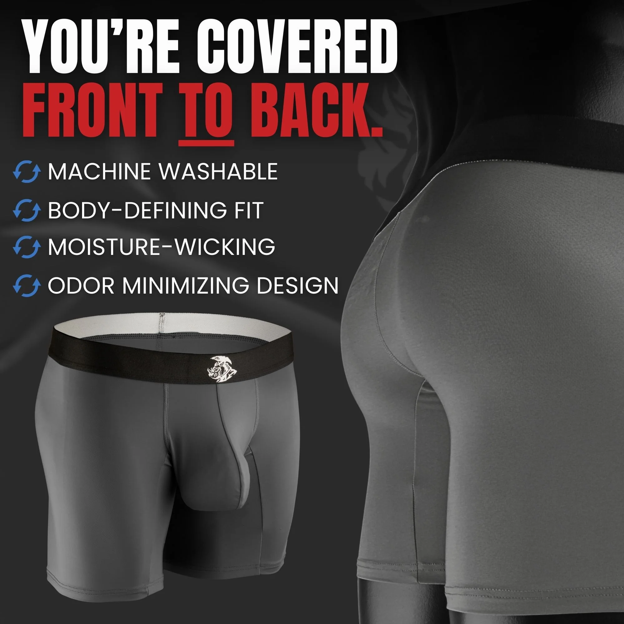 Nylon 7in Boxer Briefs No Fly 2pk Black/Gray - Image 7
