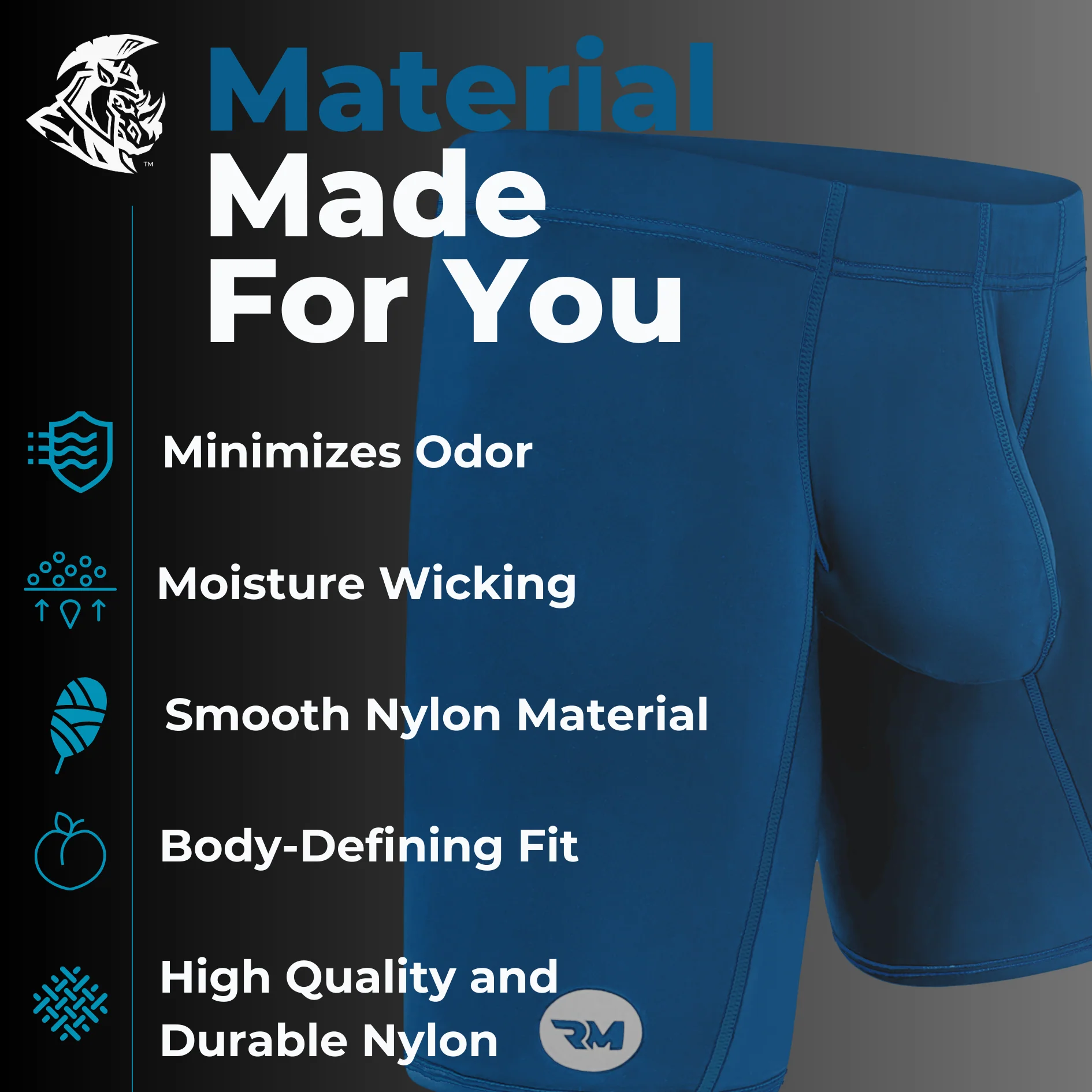 Nylon 6in Boxer Briefs No Fly 3pk Black/Blue/Gray - Image 6