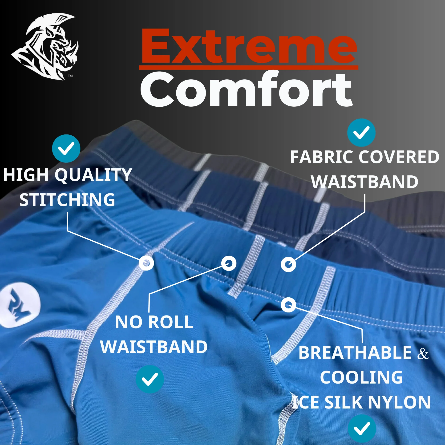 Nylon 6in Boxer Briefs No Fly 3pk Black/Blue/Gray - Image 9