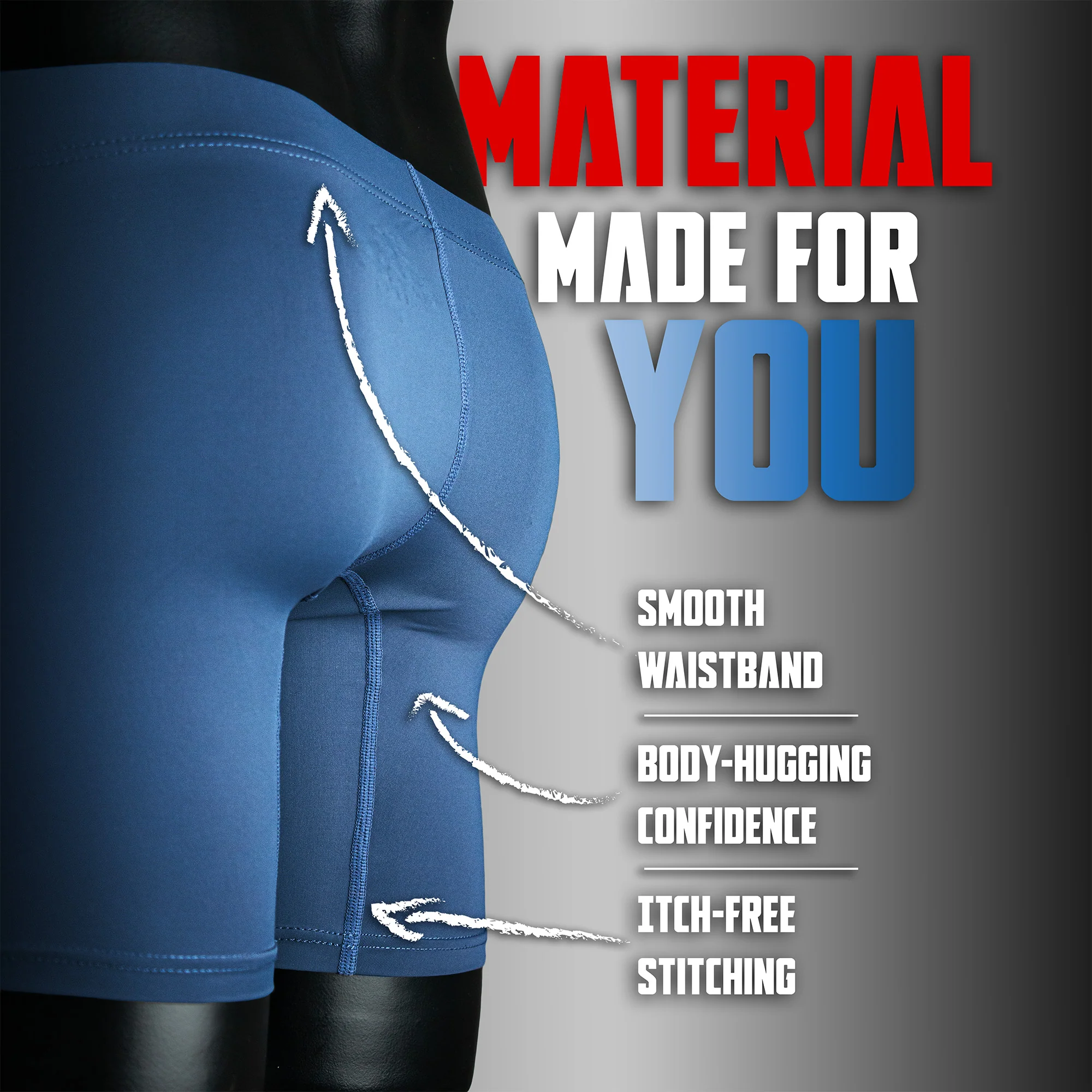 Nylon 7in Boxer Briefs V-Fly 3pk Black/Dark Blue/Gray - Image 4
