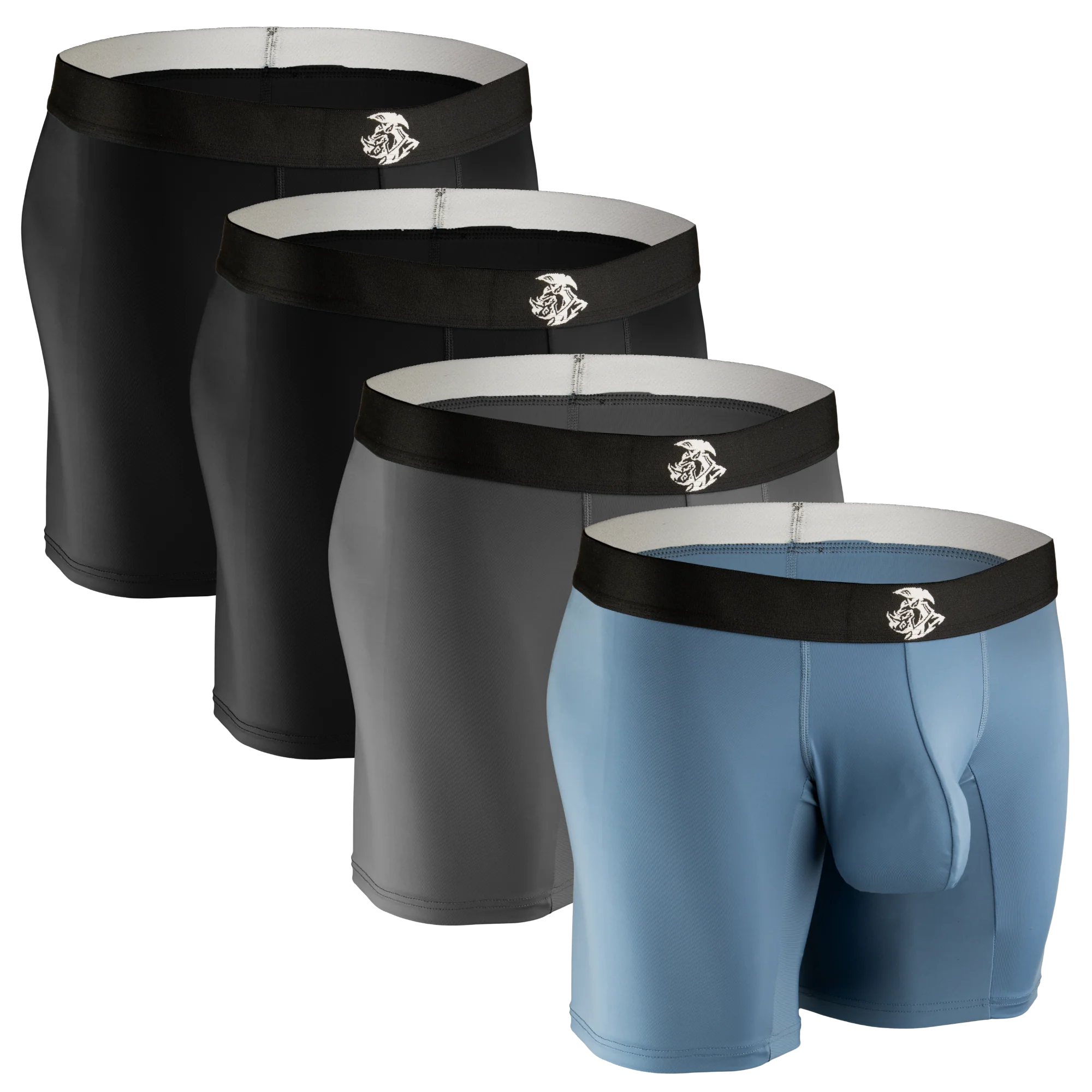 Nylon 7in Boxer Briefs No Fly 4pk Black/Black/Blue/Gray
