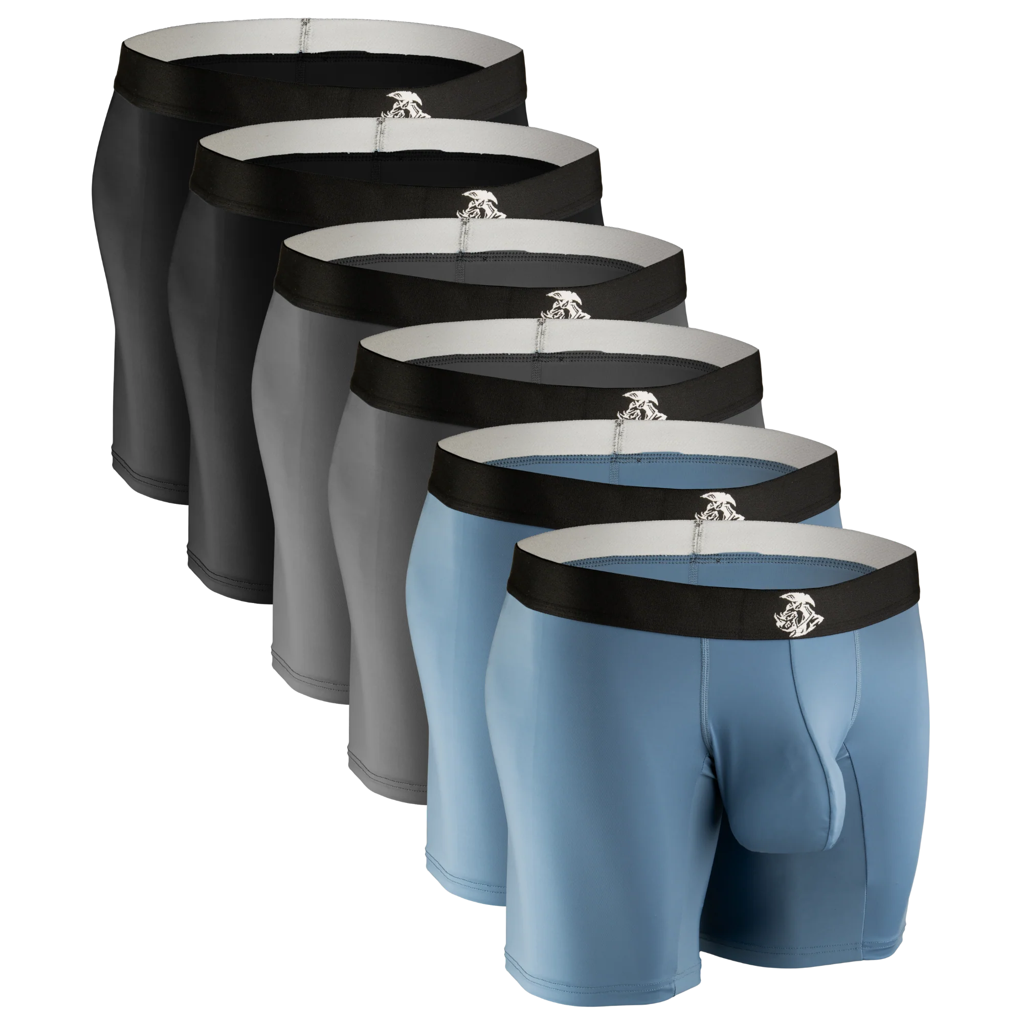 Nylon 7in Boxer Briefs No Fly 6pk Black/Blue/Gray