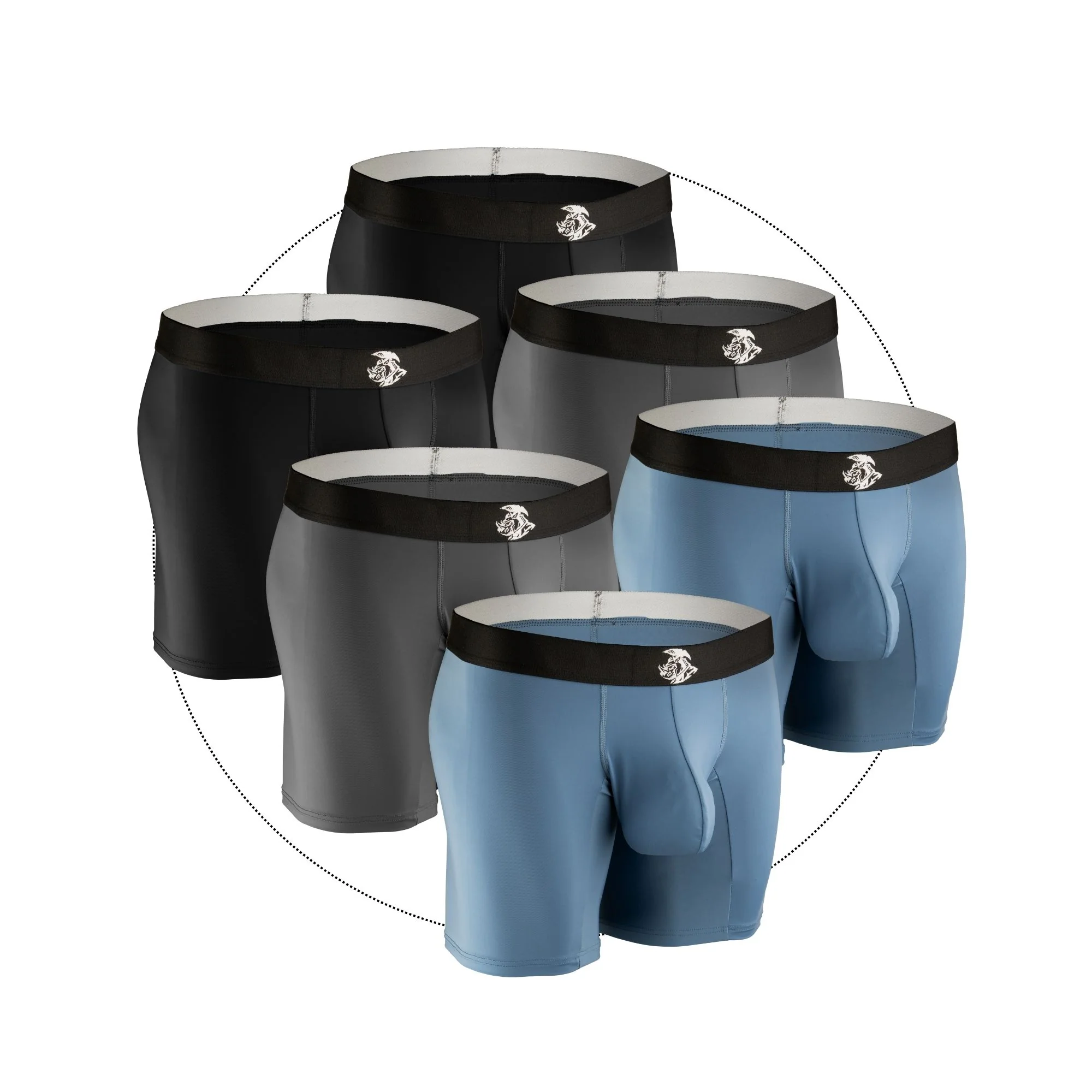 Nylon 7in Boxer Briefs No Fly 6pk Black/Blue/Gray - Image 10