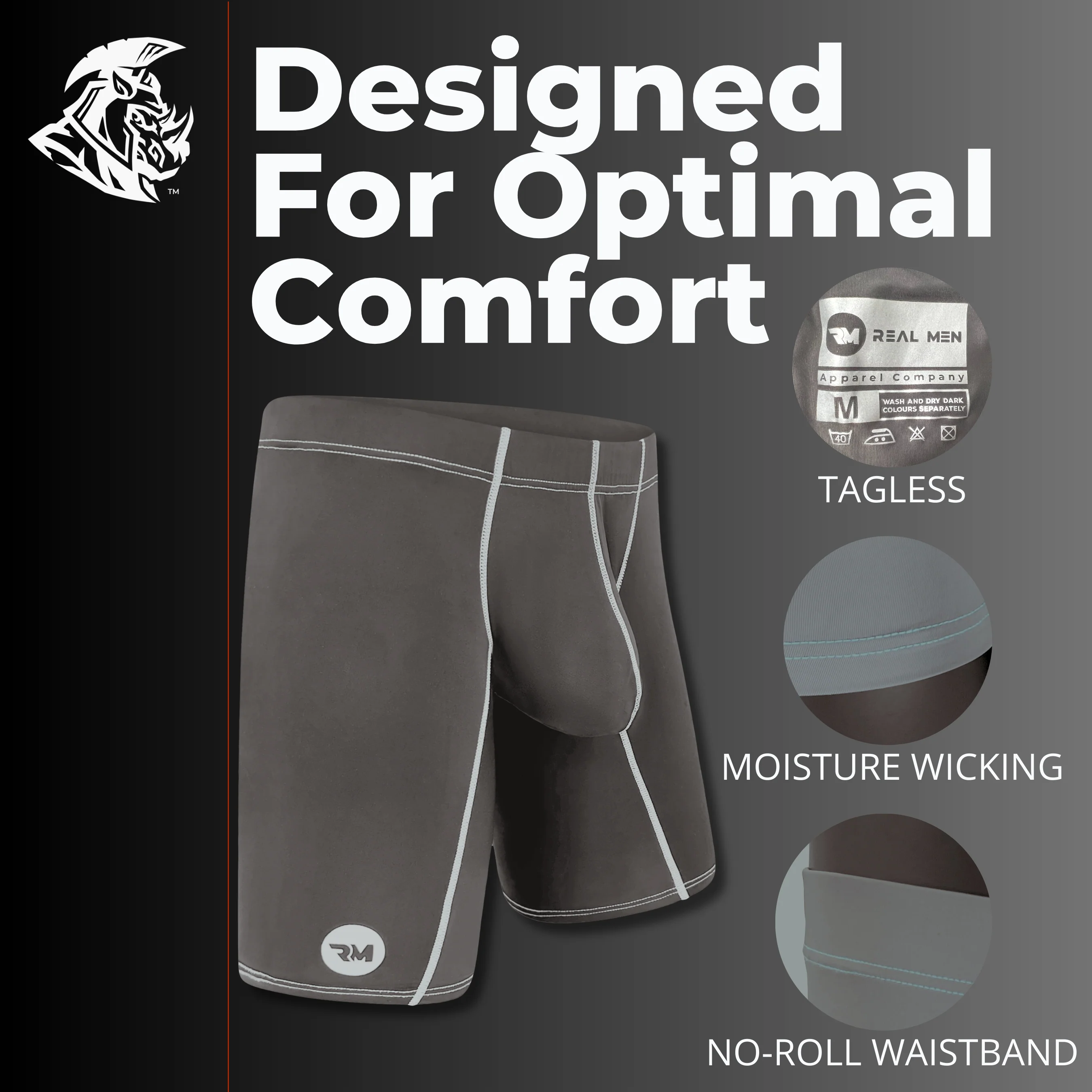 Nylon 9in Boxer Briefs No Fly 4pk Black/Dark Blue/Gray/Light Blue - Image 4